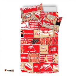 Redcliffe Dolphins Bedding Set - Team Of Us Die Hard Fan Supporters Comic Style