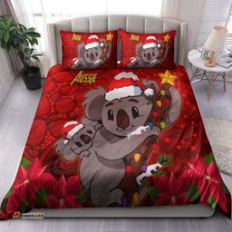 Aboriginal Christmas Bedding Set - Aussie Koala Christmas Poinsettia with Aboriginal Inspired Bedding Set
