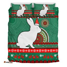 South Sydney Rabbitohs Bedding Set - Australia Ugly Xmas With Aboriginal Patterns For Die Hard Fans