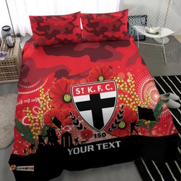 Custom St Kilda Football ANZAC Bedding Set Gallipoli Camouflage With Poppies