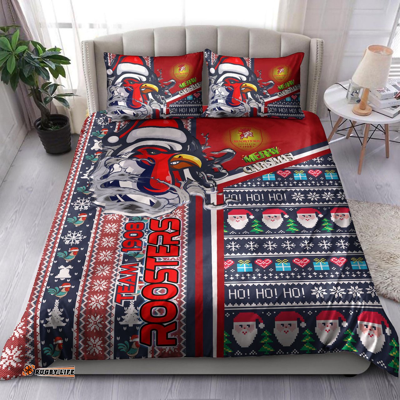 Australia Sydney Christmas Bedding Set - Custom Scratch Sydney Snowflakes Ho Ho Ho Bedding Set