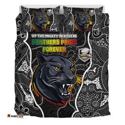 Penrith Panthers Grand Final Custom Bedding Set - Custom Penrith Panthers With Contemporary Style Of Aboriginal Painting Bedding Set