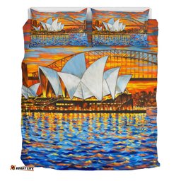 Sydney Travelling Bedding Set - Sydney Opera House Oil Painting Art Bedding Set
