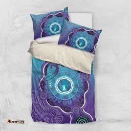 Australia Indigenous Bedding Set Suicide Prevention Month Ribbon Aboriginal Art