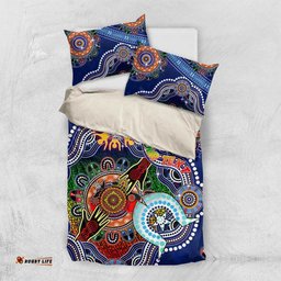 Custom NAIDOC Week 2024 Western Bulldogs Bedding Set Australia Aboriginal Dot Painting DT02
