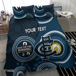 Custom AFL Carlton NAIDOC Week Bedding Set Keep The Fire Burning Indigenous Art