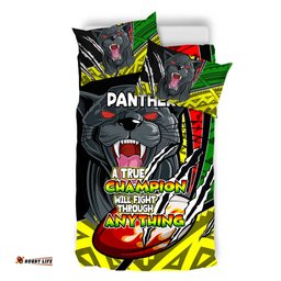 Penrith Panthers Bedding Set - A True Champion Will Fight Through Anything With Polynesian Patterns