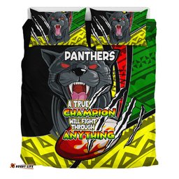 Penrith Panthers Bedding Set - A True Champion Will Fight Through Anything With Polynesian Patterns