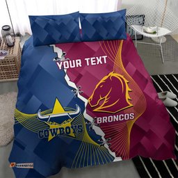 Custom Cowboys And Broncos Rugby Bedding Set Dynamic Style