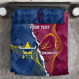 Custom Cowboys And Broncos Rugby Bedding Set Dynamic Style