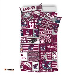 Manly Warringah Sea Eagles Bedding Set - Team Of Us Die Hard Fan Supporters Comic Style
