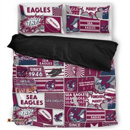 Manly Warringah Sea Eagles Bedding Set - Team Of Us Die Hard Fan Supporters Comic Style