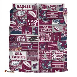 Manly Warringah Sea Eagles Bedding Set - Team Of Us Die Hard Fan Supporters Comic Style