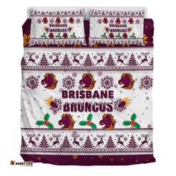 Brisbane Broncos Christmas Bedding Set - Brisbane Broncos Special Ugly Christmas Bedding Set
