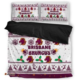 Brisbane Broncos Christmas Bedding Set - Brisbane Broncos Special Ugly Christmas Bedding Set