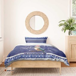 Aussie Kookaburra Bedding Set Merry Christmas Blue Style