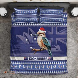 Aussie Kookaburra Bedding Set Merry Christmas Blue Style