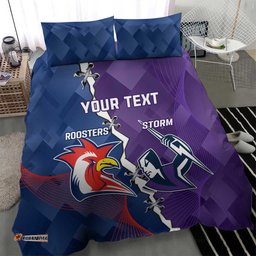 Custom NRL Storm And Roosters Rugby 2024 Bedding Set Go Champions Dynamic Version