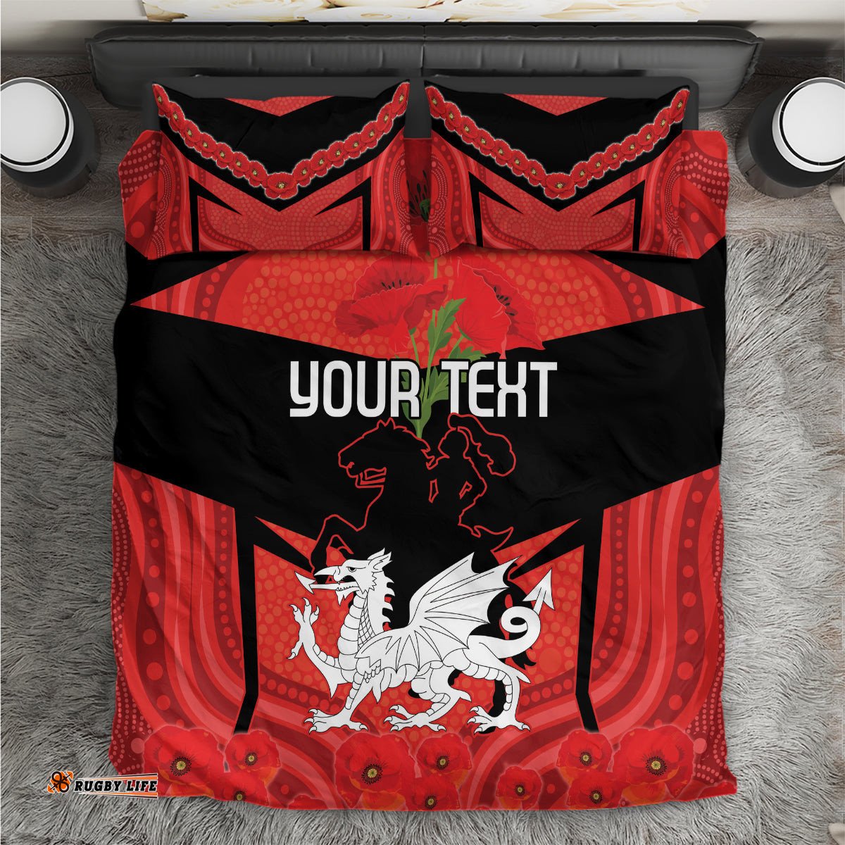 Custom Dragons Rugby ANZAC Bedding Set Gallipoli Soldier With Aboriginal Art