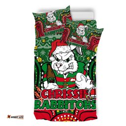 South Sydney Rabbitohs Custom Bedding Set - Christmas Knit Patterns Vintage Jersey Ugly Bedding Set
