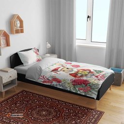 Australia Christmas Bedding Set Kangaroo Santa With Aussie Flower - Watercolor
