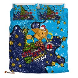 Gold Coast Titans Christmas Custom Bedding Set - Let's Get Lit Chrisse Pressie Bedding Set