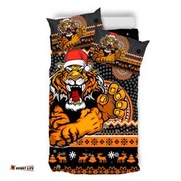 Wests Tigers Bedding Set - Australia Ugly Xmas With Aboriginal Patterns For Die Hard Fans