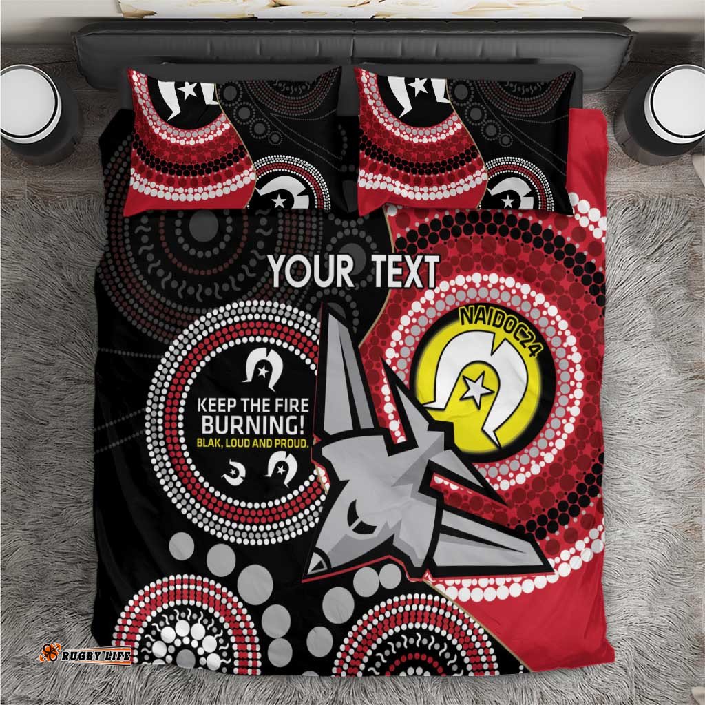 Custom AFL Essendon NAIDOC Week Bedding Set Keep The Fire Burning Indigenous Art