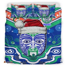 New Zealand Warriors Christmas Bedding Set - Custom Merry New Zealand Warriors Christmas Indigenous Bedding Set