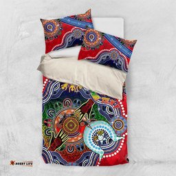 Custom NAIDOC Week 2024 Essendon Bombers Bedding Set Australia Aboriginal Dot Painting DT02