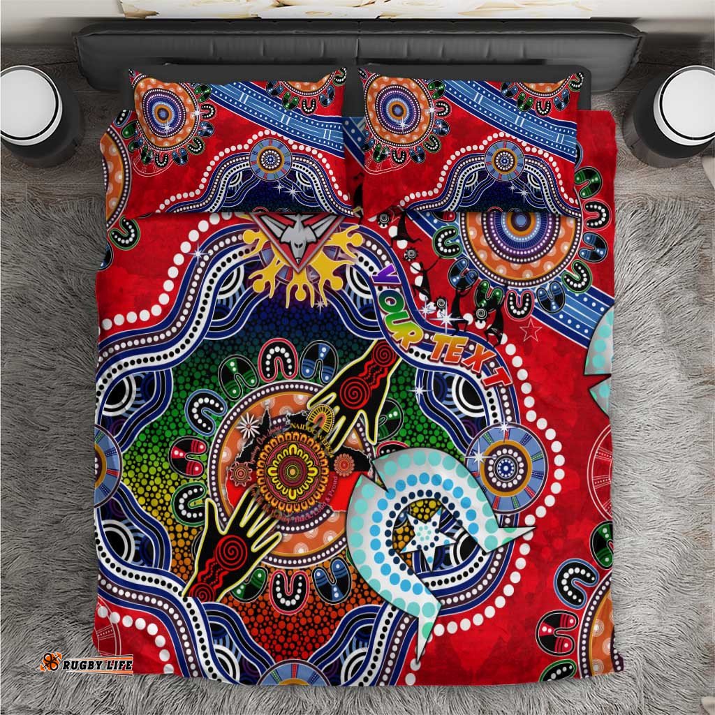 Custom NAIDOC Week 2024 Essendon Bombers Bedding Set Australia Aboriginal Dot Painting DT02