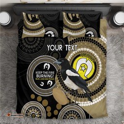 Custom AFL Collingwood NAIDOC Week Bedding Set Keep The Fire Burning Indigenous Art