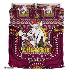 Brisbane Broncos Christmas Custom Bedding Set - Christmas Knit Patterns Vintage Jersey Ugly Bedding Set