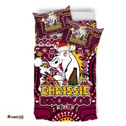 Brisbane Broncos Christmas Custom Bedding Set - Christmas Knit Patterns Vintage Jersey Ugly Bedding Set