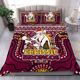 Brisbane Broncos Christmas Custom Bedding Set - Christmas Knit Patterns Vintage Jersey Ugly Bedding Set