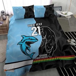 NRL Panthers-Shark Mascot Custom Bedding Set Cracked Metal Style