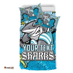 Cronulla-Sutherland Sharks Custom Bedding Set - Team With Dot And Star Patterns For Tough Fan Bedding Set