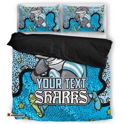Cronulla-Sutherland Sharks Custom Bedding Set - Team With Dot And Star Patterns For Tough Fan Bedding Set