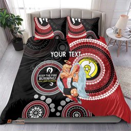 Custom AFL St Kilda NAIDOC Week Bedding Set Keep The Fire Burning Indigenous Art