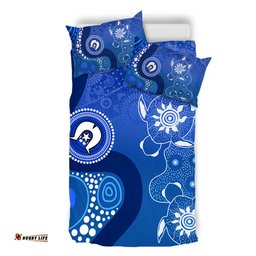 Australia Turtles Aboriginal Bedding Set - Indigenous Dot Turtles In The Ocean (Blue) Bedding Set