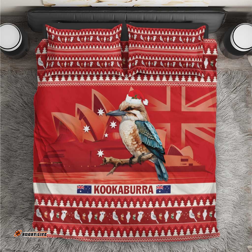 Aussie Kookaburra Bedding Set Merry Christmas Red Style