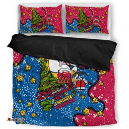 Brisbane Broncos Christmas Custom Bedding Set - Let's Get Lit Chrisse Pressie Bedding Set