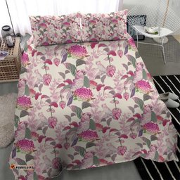Pink Cockatoo Australia Bedding Set Tropical Flowers - Seamless Pattern