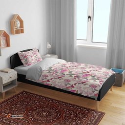 Pink Cockatoo Australia Bedding Set Tropical Flowers - Seamless Pattern