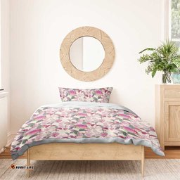 Pink Cockatoo Australia Bedding Set Tropical Flowers - Seamless Pattern