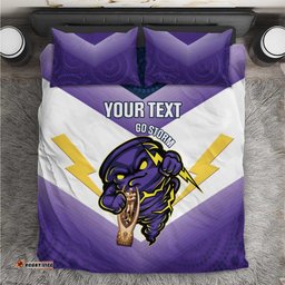Personalised Storm Rugby 2024 Bedding Set Mascot With Trophy Go Champions Aboriginal Art