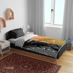 Custom Fiji And Australia Rugby Bedding Set Fijian Tapa Pattern With Aussie Aboriginal Art