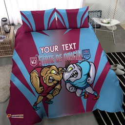 Custom NSW Blues And QLD Maroons Rugby Bedding Set 2024 Cockroaches Cane toads Together