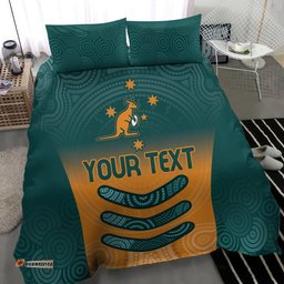 Custom Wallaroos Womens Rugby Bedding Set Aboriginal Dots Art