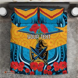 Custom GLD Titans Rugby ANZAC Bedding Set Gallipoli Soldier With Aboriginal Art
